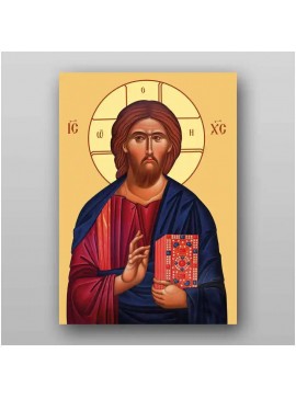 Εικόνα Ορθοδοξίας με περίγραμμα χρυσό σε ξύλο Φλαμουρίας  με  βάση Εικόνα του Ιησού Χριστού - Χειροποίητη Ελληνορθόδοξη , Κρεμαστή πλάκα βυζαντινής τέχνης, χριστιανική τέχνη Διάσταση 10x7 cm (3,9 x 2,8 ίντσες) INTRAEK-71009