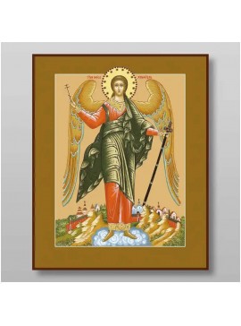 Εικόνα Ορθοδοξίας με περίγραμμα χρυσό σε ξύλο Φλαμουρίας  με  βάση Guardian Angel Χειροποίητη Ελληνορθόδοξη , Κρεμαστή πλάκα βυζαντινής τέχνης, χριστιανική τέχνη Διάσταση 10x7 cm (3,9 x 2,8 ίντσες) INTRAEK-71003