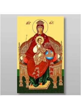 Εικόνα Ορθοδοξίας με περίγραμμα χρυσό σε ξύλο Φλαμουρίας  με  βάση Εικόνα της Θεοτόκου Χειροποίητη Ελληνορθόδοξη , Κρεμαστή πλάκα βυζαντινής τέχνης, χριστιανική τέχνη Διάσταση 10x7 cm (3,9 x 2,8 ίντσες) INTRAEK-71002