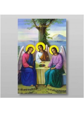 Εικόνα Ορθοδοξίας με περίγραμμα χρυσό σε ξύλο Φλαμουρίας  με  βάση Η Αγία Τριάδα Χειροποίητη Ελληνορθόδοξη , Κρεμαστή πλάκα βυζαντινής τέχνης, χριστιανική τέχνη Διάσταση 10x7 cm (3,9 x 2,8 ίντσες) INTRAEK-7936