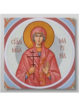 Εικόνα Ορθοδοξίας με περίγραμμα χρυσό σε ξύλο Φλαμουρίας  με  βάση Αγίας Μαρίνας Χειροποίητη Ελληνορθόδοξη , Κρεμαστή πλάκα βυζαντινής τέχνης, χριστιανική τέχνη Διάσταση 10x7 cm (3,9 x 2,8 ίντσες) INTRAEK-7893