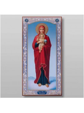 Εικόνα Ορθοδοξίας με περίγραμμα χρυσό σε ξύλο Φλαμουρίας  με  βάση Η Μητέρα του Θεού Valaamskaya Χειροποίητη Ελληνορθόδοξη , Κρεμαστή πλάκα βυζαντινής τέχνης, χριστιανική τέχνη Διάσταση 10x7 cm (3,9 x 2,8 ίντσες) INTRAEK-7861