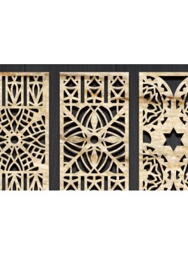 Σετ των 3 Intra απο ξύλο plywood 3mm-4mm πάχος - Διακοσμητικό πάνελ κοπής με λέιζερ  Δίασταση 20x20 cm INTRAFABR-95040477