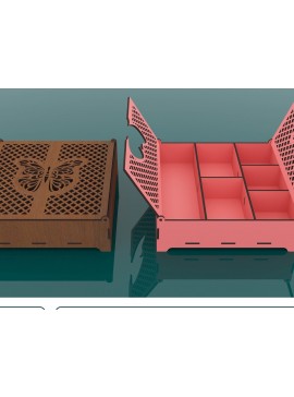 Σετ των 2 Intra απο ξύλο plywood 3mm-4mm πάχος - Διακοσμητικό Ξύλινο κουτί κοπής με λέιζερ με καπάκι Δίασταση 200x200 cm INTRAFABR-54942387