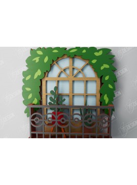 Intra απο ξύλο plywood 3mm-4mm πάχος - Διακοσμητικό Μπαλκόνι με στρώσεις | Τέχνη τοίχου Δίασταση 40x50 cm INTRAFABR-106188052