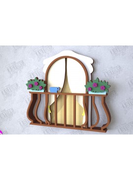 Σετ των 2 Intra απο ξύλο plywood 3mm-4mm πάχος - Διακοσμητικό Μπαλκόνι με στρώσεις | Διακόσμηση τοίχου Δίασταση 20x20 cm INTRAFABR-112089071