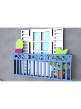 Σετ των 2 Intra απο ξύλο plywood 3mm-4mm πάχος - Διακοσμητικό Μπαλκόνι με στρώσεις | Διακόσμηση τοίχου Δίασταση 20x20 cm INTRAFABR-112089031