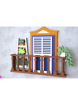 Σετ των 3 Intra απο ξύλο plywood 3mm-4mm πάχος - Διακοσμητικό Μπαλκόνι με στρώσεις | Διακόσμηση τοίχου Δίασταση 20x20 cm INTRAFABR-112089041