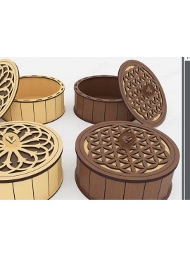 Intra απο ξύλο plywood 3mm-4mm πάχος - Διακοσμητικό στρογγυλό κουτί Αρχεία  Cut Laser Δίασταση 180x180 cm INTRAFABR-72392529