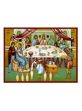 Σετ των 2 Εικόνα Ορθοδοξίας με περίγραμμα χρυσό σε ξύλο Φλαμουρίας  με  βάση Εικόνα Γάμος εν Κανά Χειροποίητη Ελληνορθόδοξη , Κρεμαστή πλάκα βυζαντινής τέχνης, χριστιανική τέχνη Διάσταση 10x7 cm (3,9 x 2,8 ίντσες) INTRAEK-671016