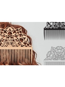 Σετ των 2 Intra απο ξύλο plywood 3mm-4mm πάχος - Διακοσμητικές πλαϊνές χτένες μαλλιών με λέιζερ  Δίασταση 20x20 cm INTRAFABR-97581927