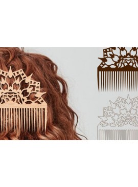 Σετ των 2 Intra απο ξύλο plywood 3mm-4mm πάχος - Διακοσμητικές πλαϊνές χτένες μαλλιών με λέιζερ  Δίασταση 20x20 cm INTRAFABR-97581780