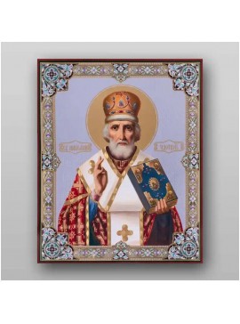 Σετ 2 τεμαχίων – Εικόνα Ορθοδοξίας με περίγραμμα χρυσό σε ξύλο Φλαμουρίας  με  βάση Εικόνα του Αγίου Νικολάου - Χειροποίητη Ελληνορθόδοξη , Κρεμαστή πλάκα βυζαντινής τέχνης, χριστιανική τέχνη Διάσταση 15x11 cm (5,9 x 4,3 ίντσες) INTRAEK-21062