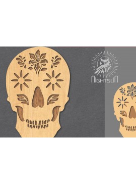 Σετ των 2 Intra απο ξύλο plywood 3mm-4mm πάχος - Διακοσμητικό διακοσμητικό κοπής με λέιζερ κρανίου 3 Δίασταση 20x20 cm INTRAFABR-124402754