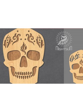 Σετ των 2 Intra απο ξύλο plywood 3mm-4mm πάχος - Διακοσμητικό διακοσμητικό κοπής με λέιζερ κρανίου 6 Δίασταση 20x20 cm INTRAFABR-124402917