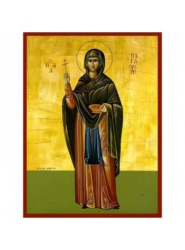 Εικόνα Ορθοδοξίας με περίγραμμα χρυσό σε ξύλο Φλαμουρίας  με  βάση Εικόνα ΑΓΙΑ ΠΑΡΑΣΚΕΥΗ, Η ΜΕΓΑΛΟΜΑΡΤΥΣ, ΟΛΟΣΩΜΗ Χειροποίητη Ελληνορθόδοξη εικόνα του Ιησού Χριστού, Κρεμαστή πλάκα βυζαντινής τέχνης, χριστιανική τέχνη Διάσταση 40x30 cm (10,2x7,9 ίντσες)  