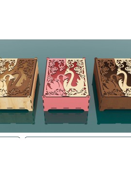 Intra απο ξύλο plywood 3mm-4mm πάχος - Διακοσμητικό Swan Box με Καπάκι Laser Cut Δίασταση 165x230 cm INTRAFABR-67695217