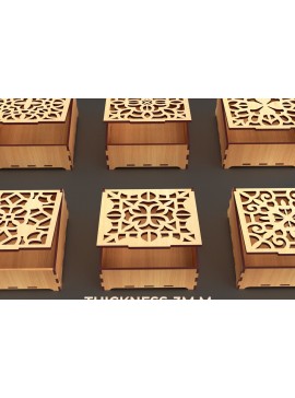 Σετ των 3 Intra απο ξύλο plywood 3mm-4mm πάχος - Διακοσμητικό Ξύλινο Κουτί Κοπή Laser Δίασταση 6x6 cm INTRAFABR-86026066