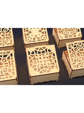 Σετ των 3 Intra απο ξύλο plywood 3mm-4mm πάχος - Διακοσμητικό Ξύλινο Κουτί Δώρου Κοπή Laser Δίασταση 6x6 cm INTRAFABR-84206689