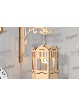 Intra απο ξύλο plywood 3mm-4mm πάχος - Διακοσμητικό Ξύλινο Επιτοίχιο Φωτιστικό Κοπής Laser Δίασταση 30x20 cm INTRAFABR-112210683