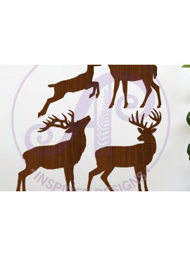 Σετ των 2 Intra απο ξύλο plywood 3mm-4mm πάχος - Τοίχος κοπής με λέιζερ σιλουέτα ελαφιού και ελαφιού Δίασταση 30x20 cm INTRAFABR-116860085