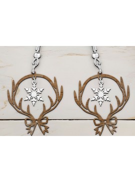 Σετ των 3 Intra απο ξύλο plywood 3mm-4mm πάχος - Σκουλαρίκια κομμένα με λέιζερ ελαφιού ελαφιού. Δίασταση 3x3 cm INTRAFABR-107623466