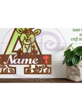 Intra απο ξύλο plywood 3mm-4mm πάχος - Μονόγραμμα με κεφαλαίο ελάφι Επιστολή  Δίασταση 30x20 cm INTRAFABR-84539404