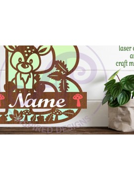 Intra απο ξύλο plywood 3mm-4mm πάχος - Μονόγραμμα με κεφαλαίο ελάφι Γράμμα B  Δίασταση 30x20 cm INTRAFABR-84539433