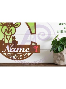Σετ των 2 Intra απο ξύλο plywood 3mm-4mm πάχος - Μονόγραμμα με κεφαλαίο ελάφι Γράμμα C  Δίασταση 30x20 cm INTRAFABR-84539457