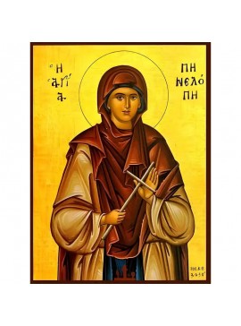 Εικόνα Ορθοδοξίας με περίγραμμα χρυσό σε ξύλο Φλαμουρίας  με  βάση Εικόνα ΑΓΙΑ ΠΗΝΕΛΟΠΗ, ΜΑΡΤΥΣ Χειροποίητη Ελληνορθόδοξη εικόνα του Ιησού Χριστού, Κρεμαστή πλάκα βυζαντινής τέχνης, χριστιανική τέχνη Διάσταση 40x30 cm (10,2x7,9 ίντσες)  INTRAEK-1447757865