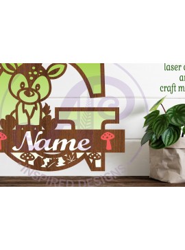 Intra απο ξύλο plywood 3mm-4mm πάχος - Μονόγραμμα με κεφαλαίο ελάφι Γράμμα G  Δίασταση 30x20 cm INTRAFABR-84539552