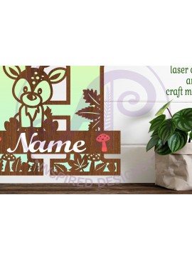 Σετ των 2 Intra απο ξύλο plywood 3mm-4mm πάχος - Μονόγραμμα με κεφαλαίο ελάφι Επιστολή H  Δίασταση 30x20 cm INTRAFABR-84539575