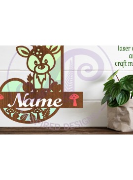 Σετ των 2 Intra απο ξύλο plywood 3mm-4mm πάχος - Μονόγραμμα με κεφαλαίο ελάφι Επιστολή J  Δίασταση 30x20 cm INTRAFABR-84539647