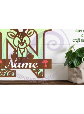 Intra απο ξύλο plywood 3mm-4mm πάχος - Μονόγραμμα με κεφαλαίο ελάφι Επιστολή N  Δίασταση 30x20 cm INTRAFABR-84539778