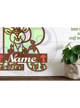 Intra απο ξύλο plywood 3mm-4mm πάχος - Μονόγραμμα με κεφαλαίο ελάφι Επιστολή R  Δίασταση 30x20 cm INTRAFABR-84539895