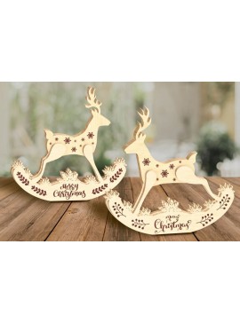 Σετ των 3 Intra απο ξύλο plywood 3mm-4mm πάχος - Χριστουγεννιάτικο Σετ Ελαφιού Πολυστρωματικό κομμένο  Δίασταση 7x8 cm INTRAFABR-80467371