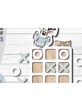 Σετ των 2 Intra απο ξύλο plywood 3mm-4mm πάχος - Deer Christmas Tic Tac Toe Laser Cut Fil Δίασταση 15x15 cm INTRAFABR-97047265