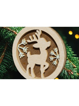 Σετ των 3 Intra απο ξύλο plywood 3mm-4mm πάχος - Πρότυπο στολίδι χριστουγεννιάτικου δέντρου ελαφιών Δίασταση 2x2 cm INTRAFABR-108350304