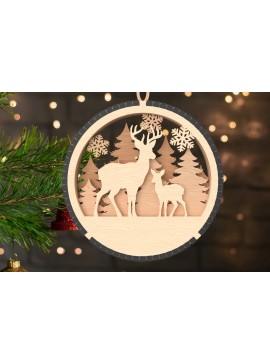 Σετ των 3 Intra απο ξύλο plywood 3mm-4mm πάχος - Στολίδι για το χειμερινό δάσος της οικογένειας ελαφιών Δίασταση 6x6 cm INTRAFABR-107002192