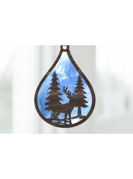 Intra απο ξύλο plywood 3mm-4mm πάχος - Deer Forest Drop Suncatcher  Δίασταση 30x20 cm INTRAFABR-123644545