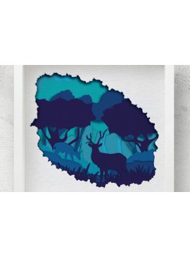 Σετ των 3 Intra απο ξύλο plywood 3mm-4mm πάχος - Deer Forest Shadow Box , 3D Papercut Δίασταση 10x10 cm INTRAFABR-58542134