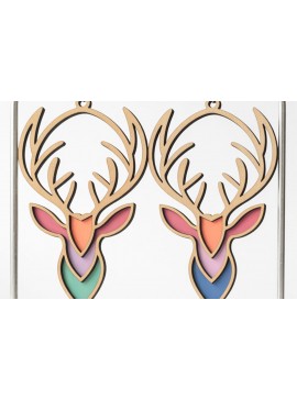 Σετ των 3 Intra απο ξύλο plywood 3mm-4mm πάχος - Σκουλαρίκια με κεφαλή ελαφιού  για  Δίασταση 3x3 cm INTRAFABR-122723625