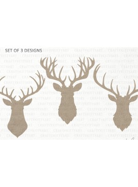 Intra απο ξύλο plywood 3mm-4mm πάχος - Deer Head  Bundle Reindeer Silhouette Δίασταση 30x20 cm INTRAFABR-111006797