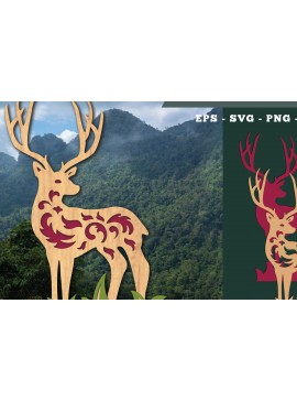 Σετ των 2 Intra απο ξύλο plywood 3mm-4mm πάχος - Deer in Forest Laser Cut Decoration  Δίασταση 20x20 cm INTRAFABR-112071305