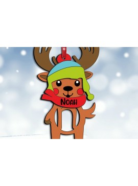 Σετ των 3 Intra απο ξύλο plywood 3mm-4mm πάχος - Ελάφια γράμμα N Χριστουγεννιάτικο στολίδι διακοπές Δίασταση 6x6 cm INTRAFABR-111598005