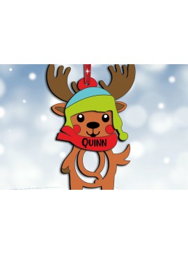 Σετ των 3 Intra απο ξύλο plywood 3mm-4mm πάχος - Ελάφια Γράμμα Q Χριστουγεννιάτικο στολίδι Δώρο Δίασταση 6x6 cm INTRAFABR-111512501