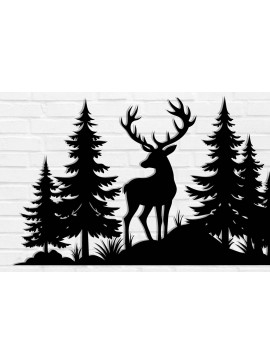 Σετ των 2 Intra απο ξύλο plywood 3mm-4mm πάχος - Deer Metal Sign Laser Cut , Αρχεία Dxf Δίασταση 3600x3600 cm INTRAFABR-110064510