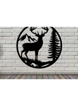 Intra απο ξύλο plywood 3mm-4mm πάχος -  κοπής με λέιζερ μεταλλικού τοίχου Deer Δίασταση 40x50 cm INTRAFABR-119526277