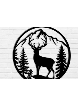 Intra απο ξύλο plywood 3mm-4mm πάχος -  με λέιζερ μεταλλικού τοίχου Deer Δίασταση 40x50 cm INTRAFABR-119823464