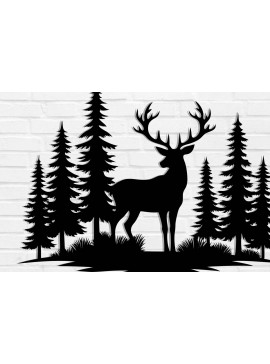 Σετ των 2 Intra απο ξύλο plywood 3mm-4mm πάχος -  με λέιζερ μεταλλικού τοίχου Deer Δίασταση 3600x3600 cm INTRAFABR-110064106